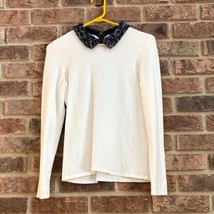 Maison Jules White Top with Black Collar